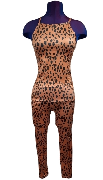 NWT‎ Catherine Malandrino Cheeta Print Yoga Pant Set Sz Small Women's Activewear - Picture 1 of 10